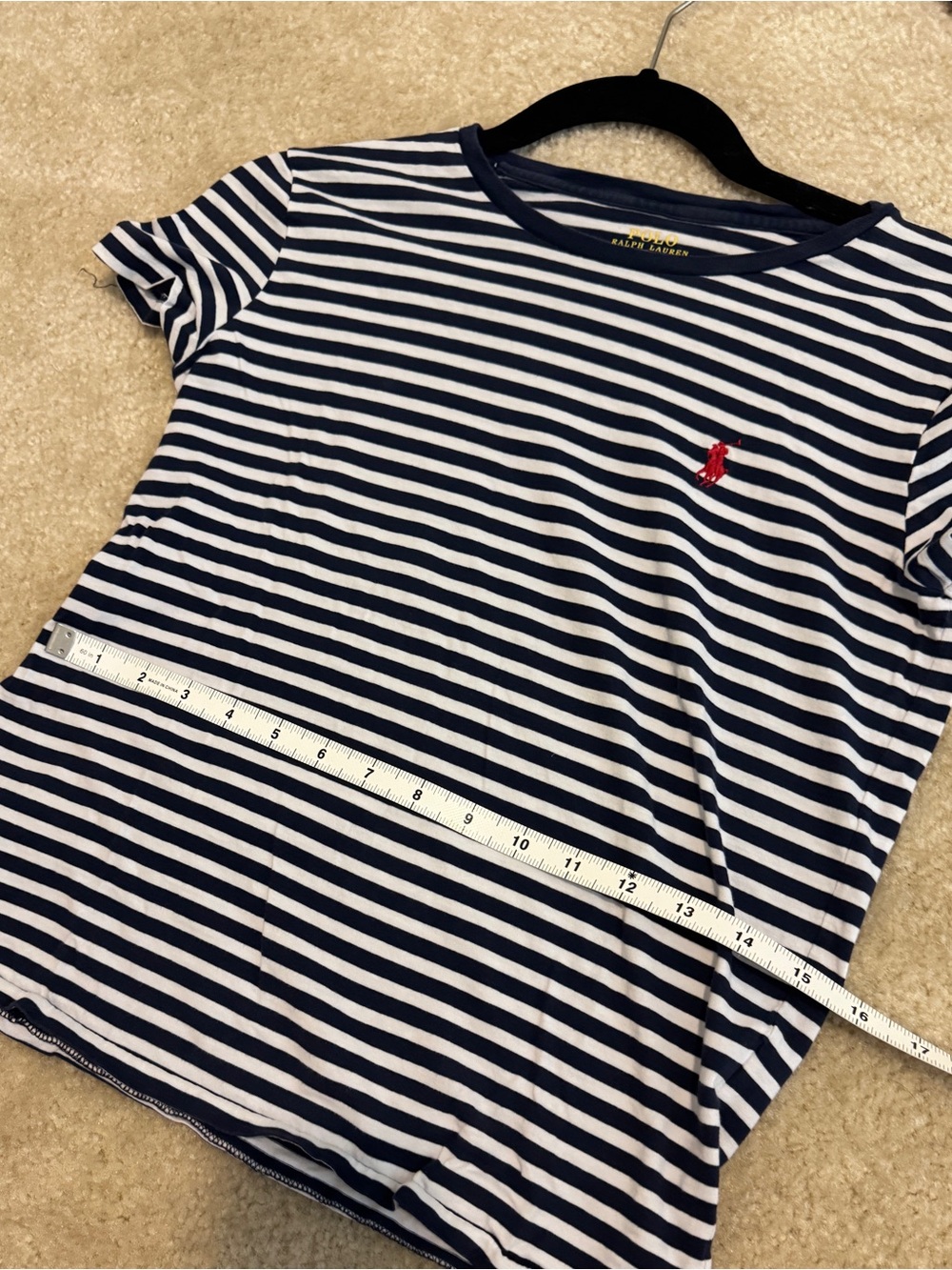 Polo Ralph Lauren Striped Short Sleeve T-Shirt Navy White Size S - Picture 6 of 6
